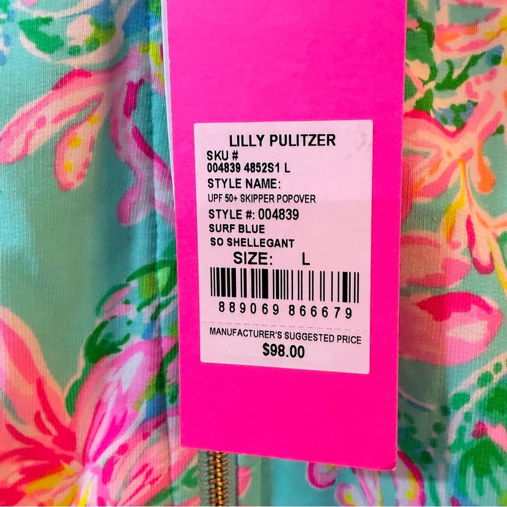 Lilly Pulitzer Skipper Popover Top Half Zip Surf blue So Shellegant Size Large - Picture 5 of 7